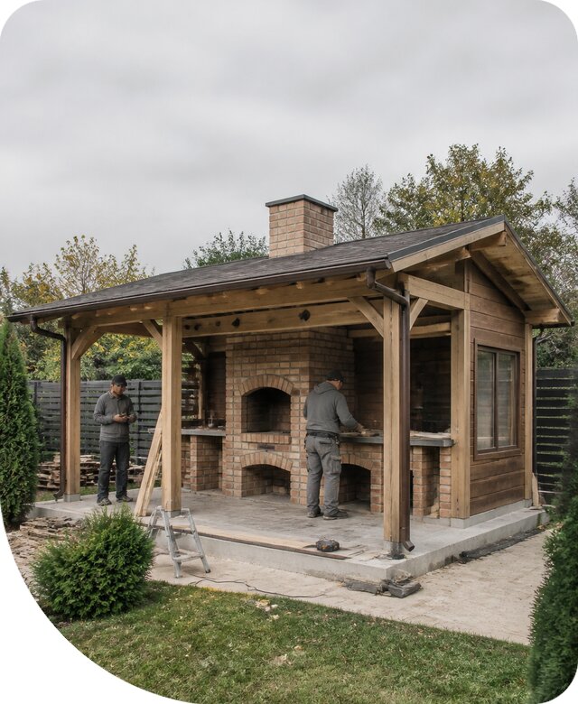 Изготовление беседки с печью для дачи в Электростали под ключ